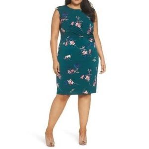 Eliza J Teal Green & Floral Sheath Dress